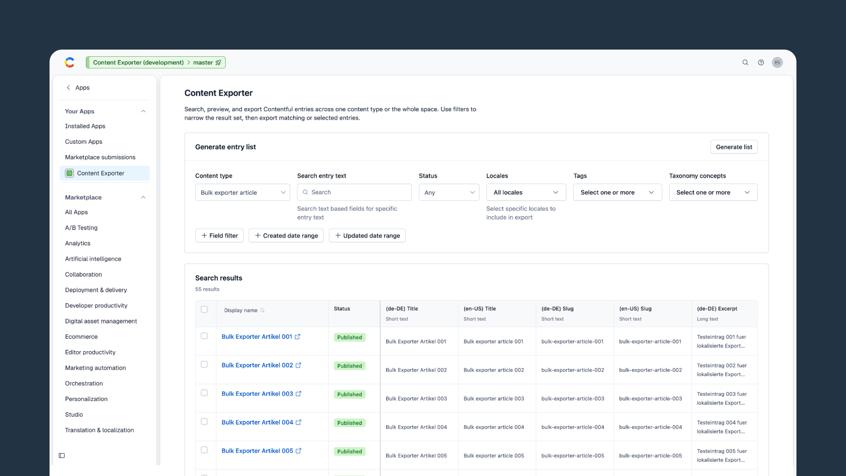Content Exporter Screenshot 01