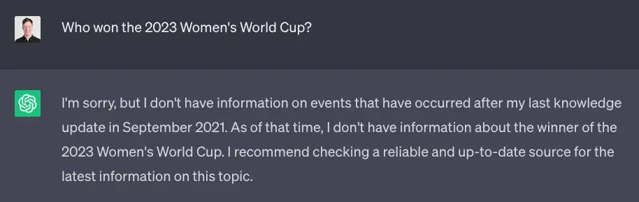 Asking ChatGPT about the 2023 Women's World Cup