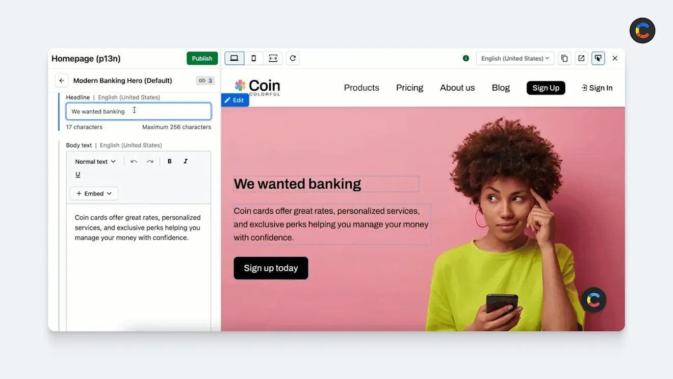 The Contentful live preview feature.