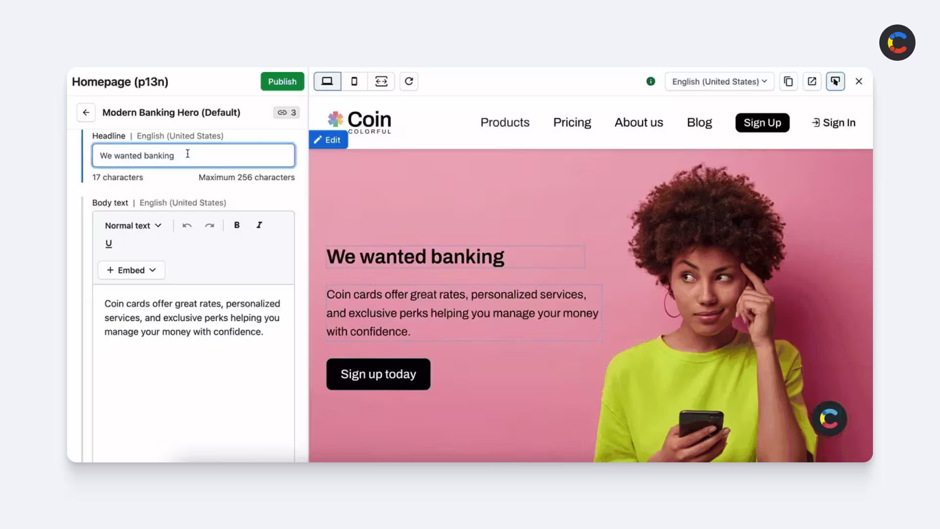 The Contentful live preview feature.