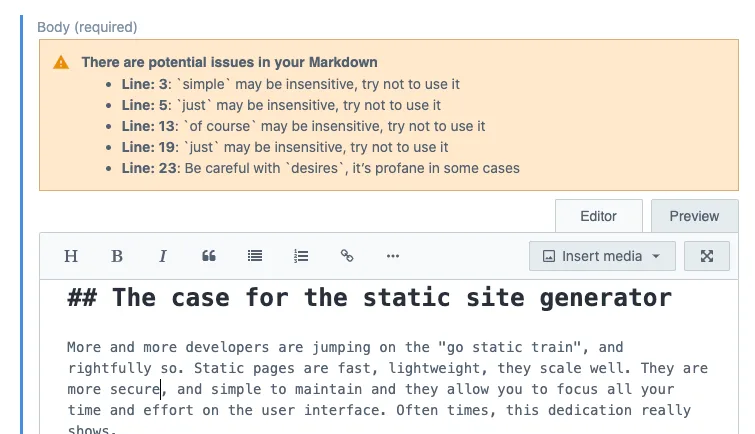 An official Contentful Markdown editor paired with custom functionality