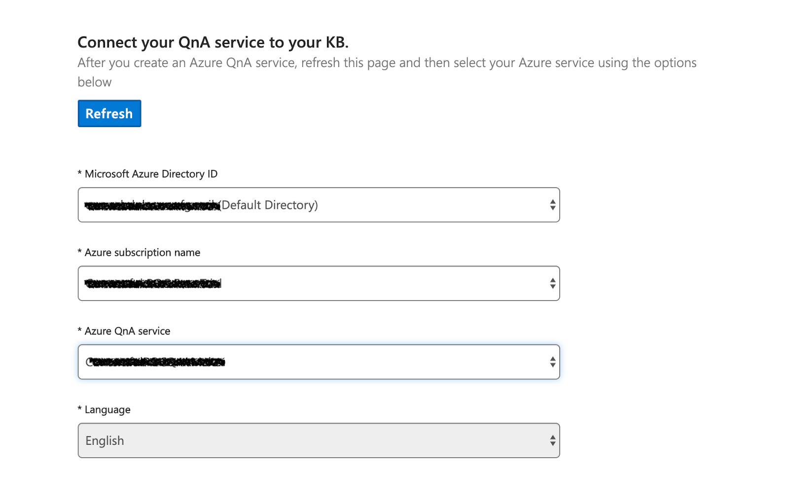 Check for your subscription name and Azure QnA service