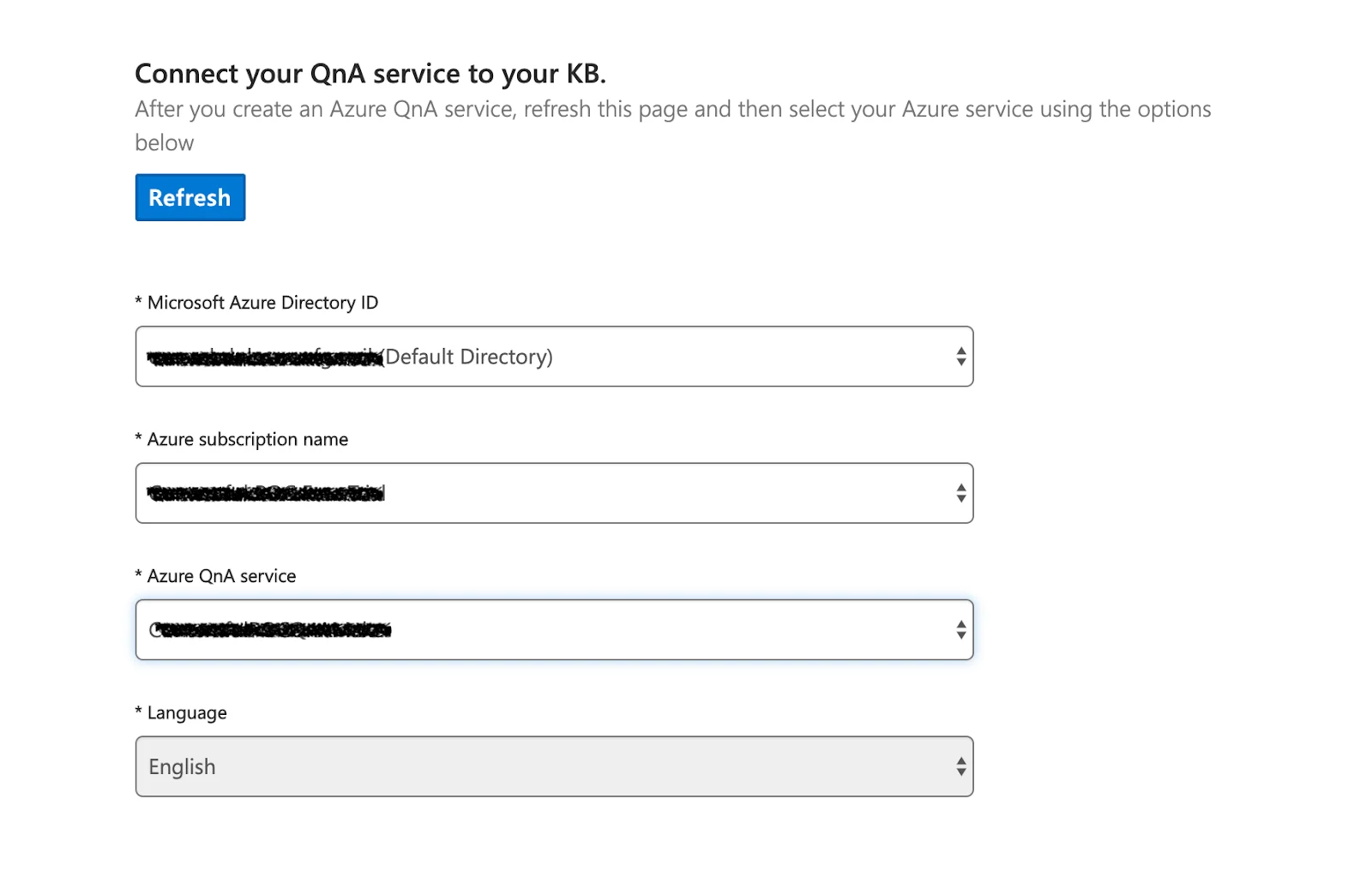 Check for your subscription name and Azure QnA service