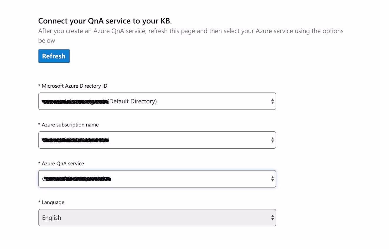 Check for your subscription name and Azure QnA service