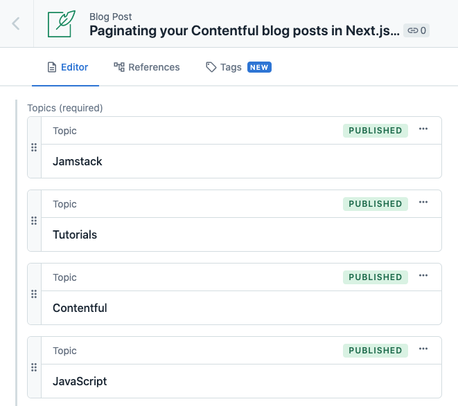 topics on blog post entry