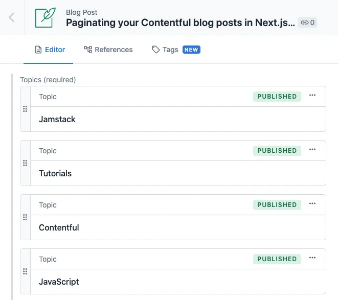 topics on blog post entry