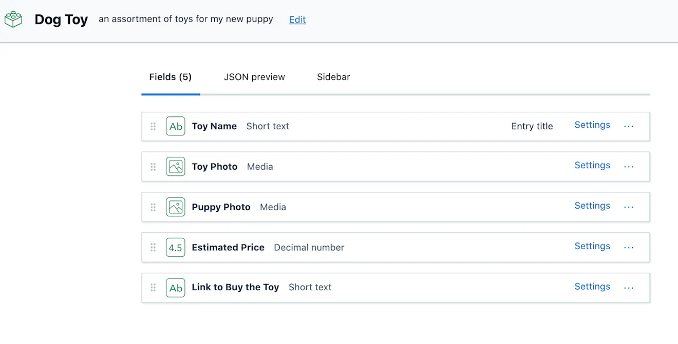 Creating field in Contentful content model