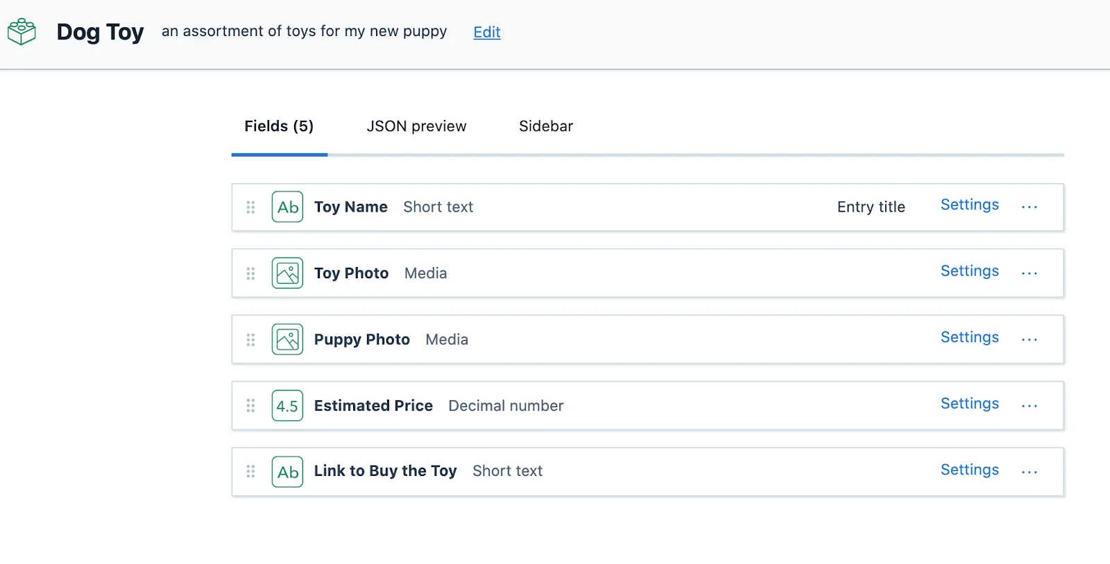Creating field in Contentful content model
