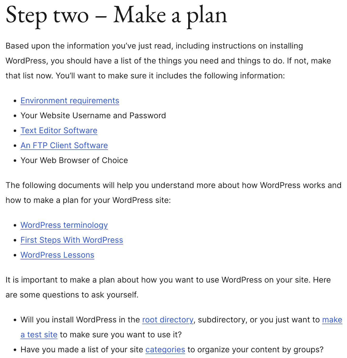 Step two - make a plan