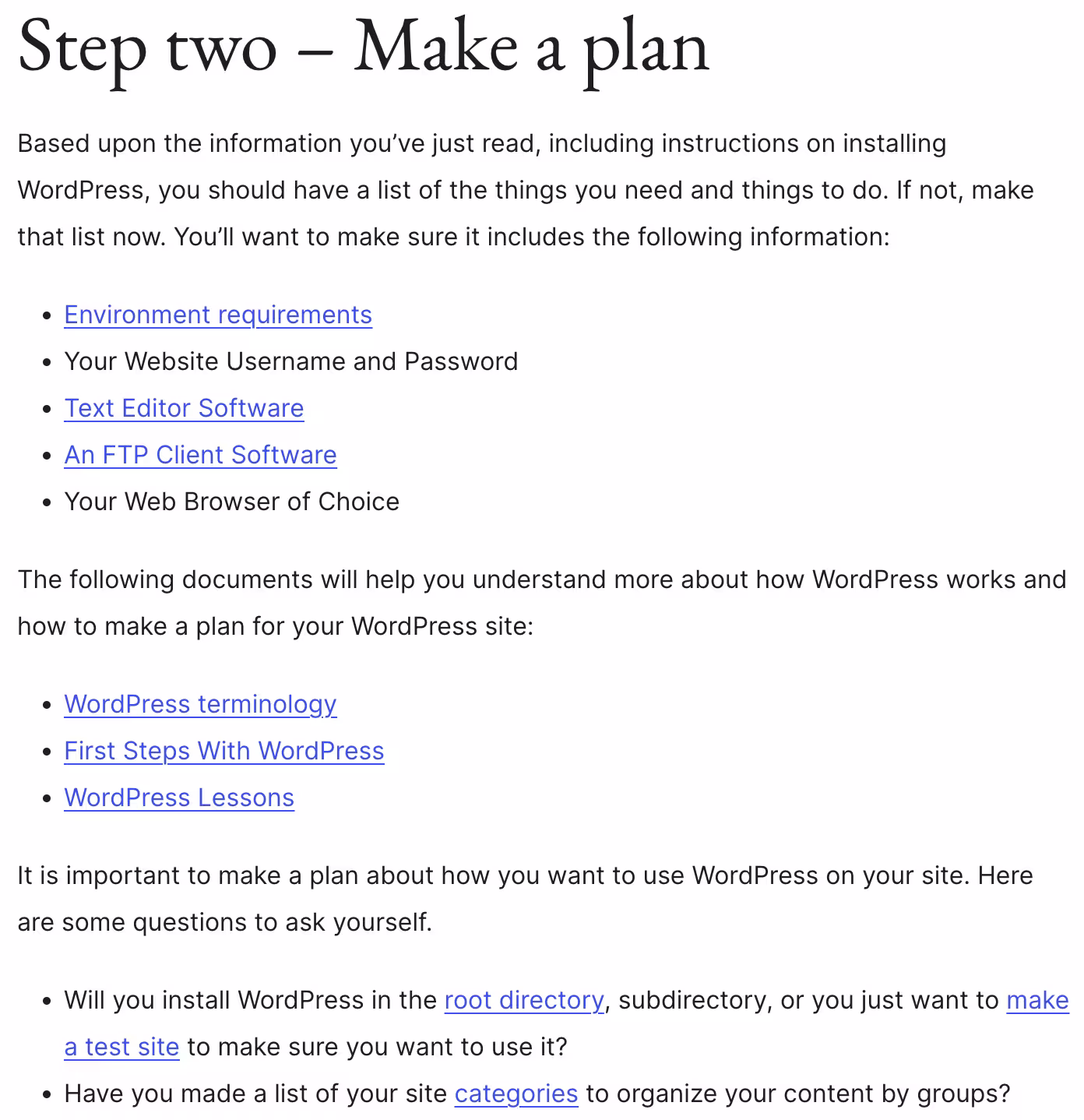 Step two - make a plan