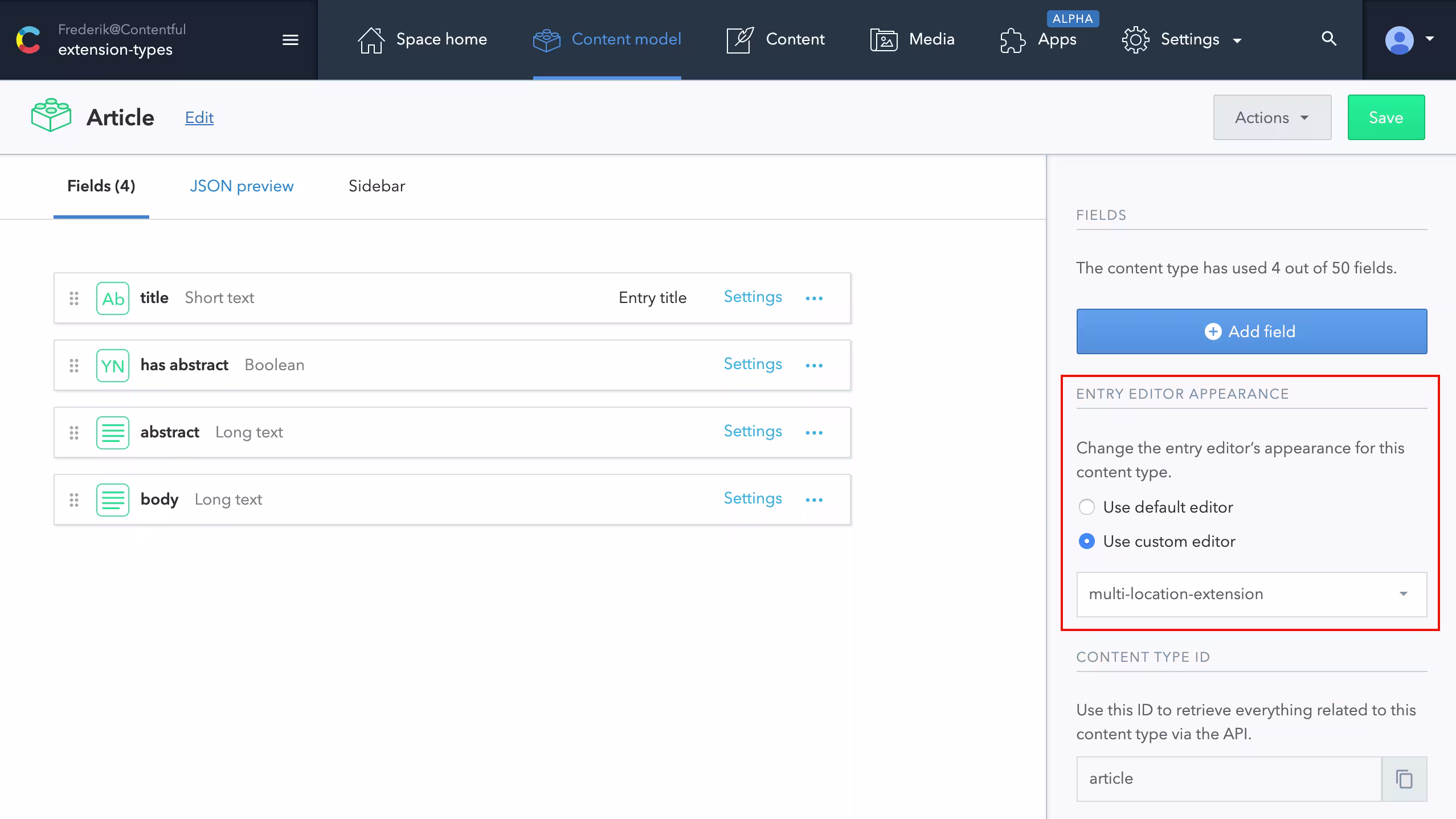 use custom editor