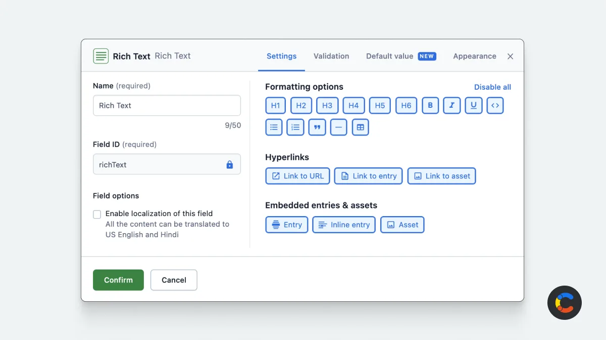 Adding a rich text field to a Contentful app