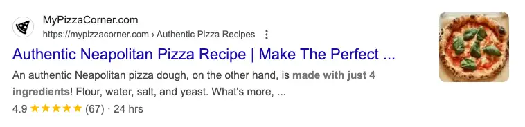 Pizza rich result