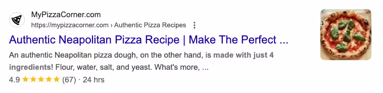 Pizza rich result