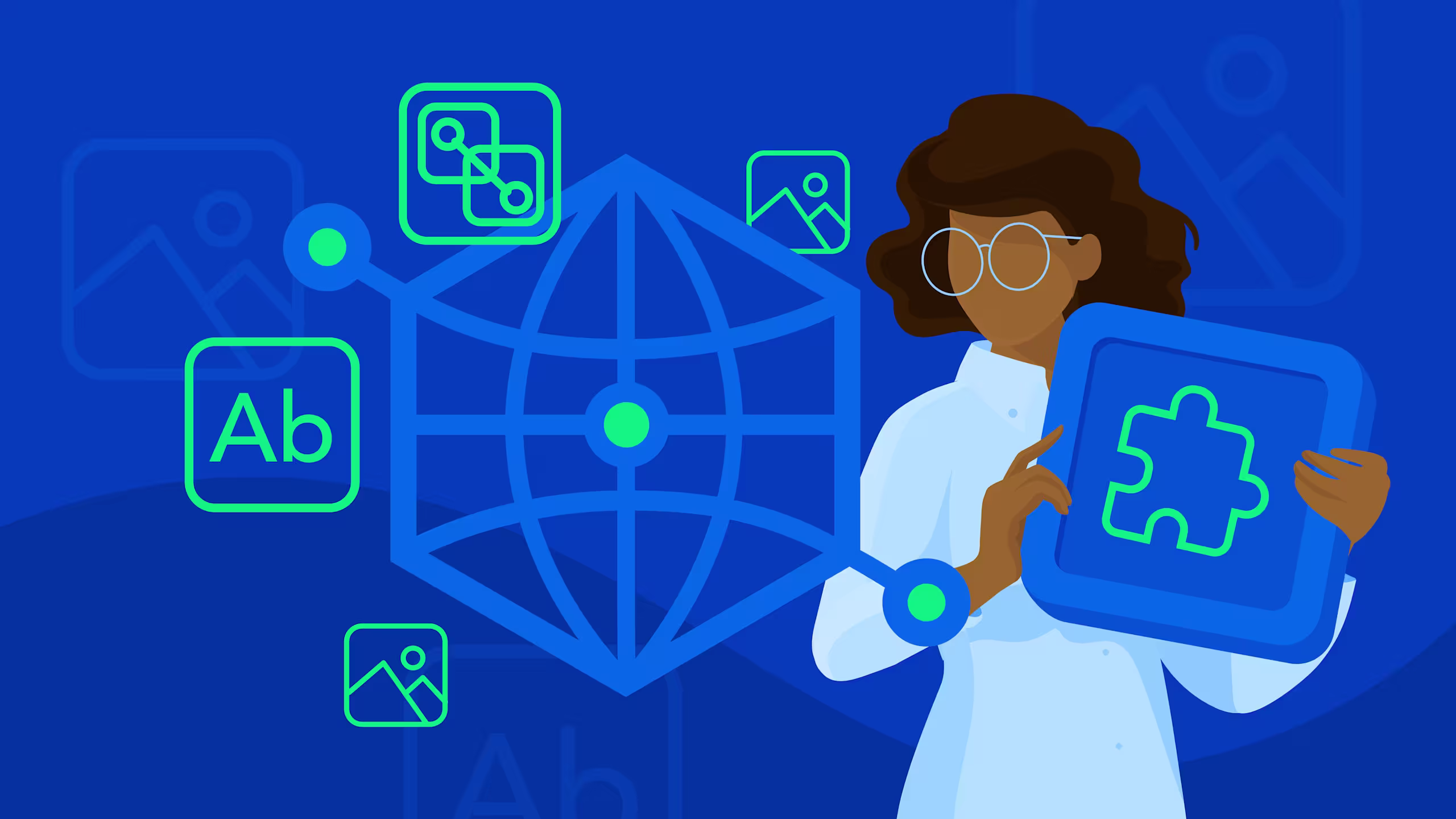 Illustration of a person putting an app together with the Contentful App Framework and Forma 36