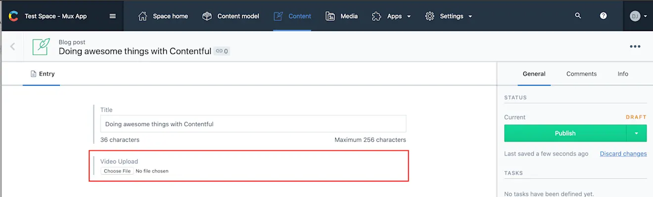 HLS Mux video upload to Contentful
