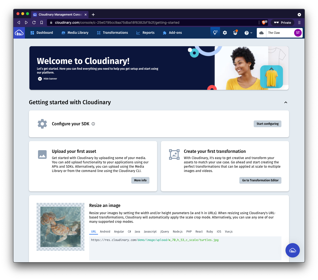 cloudinary welcome 