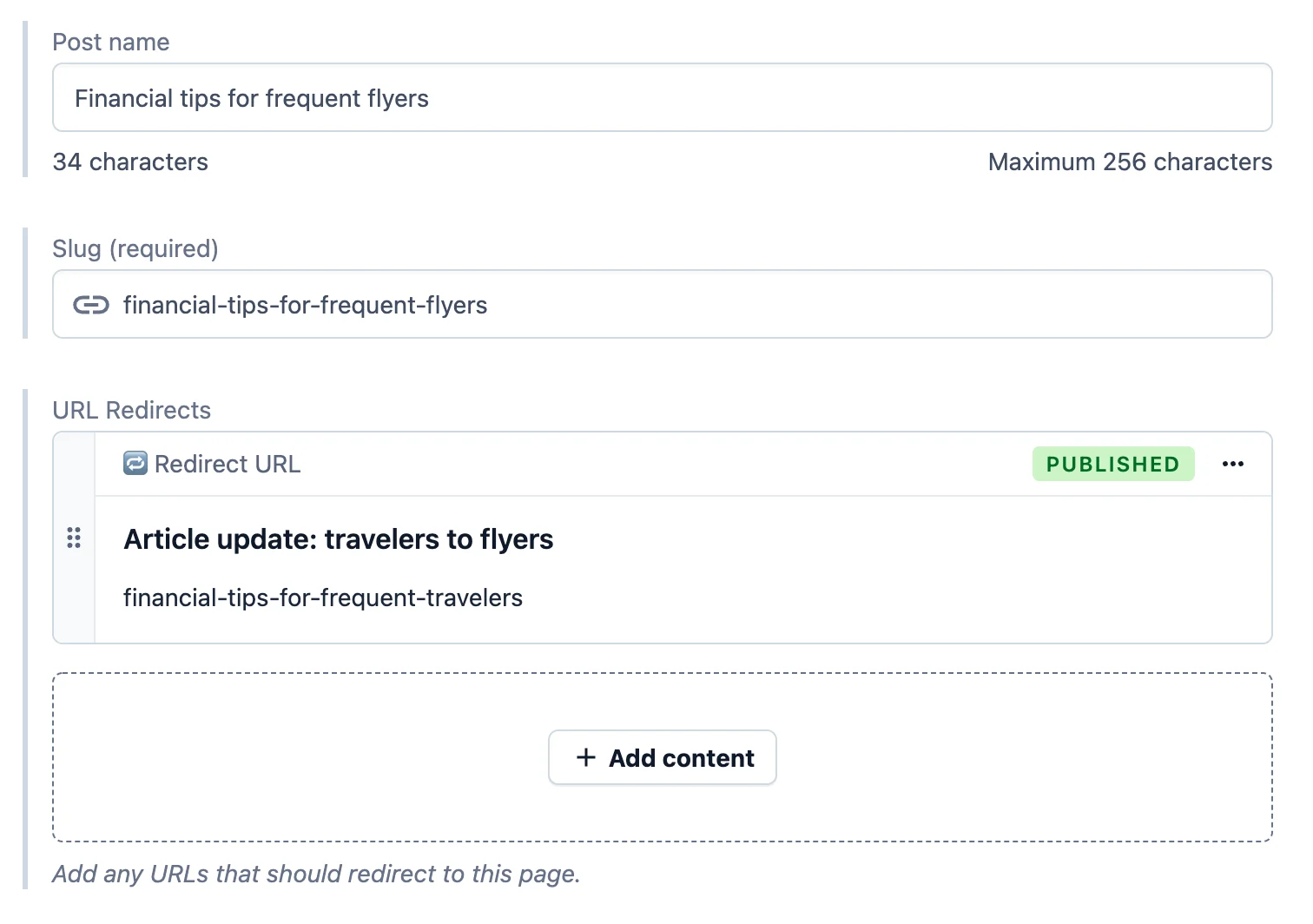 Redirect URL content type