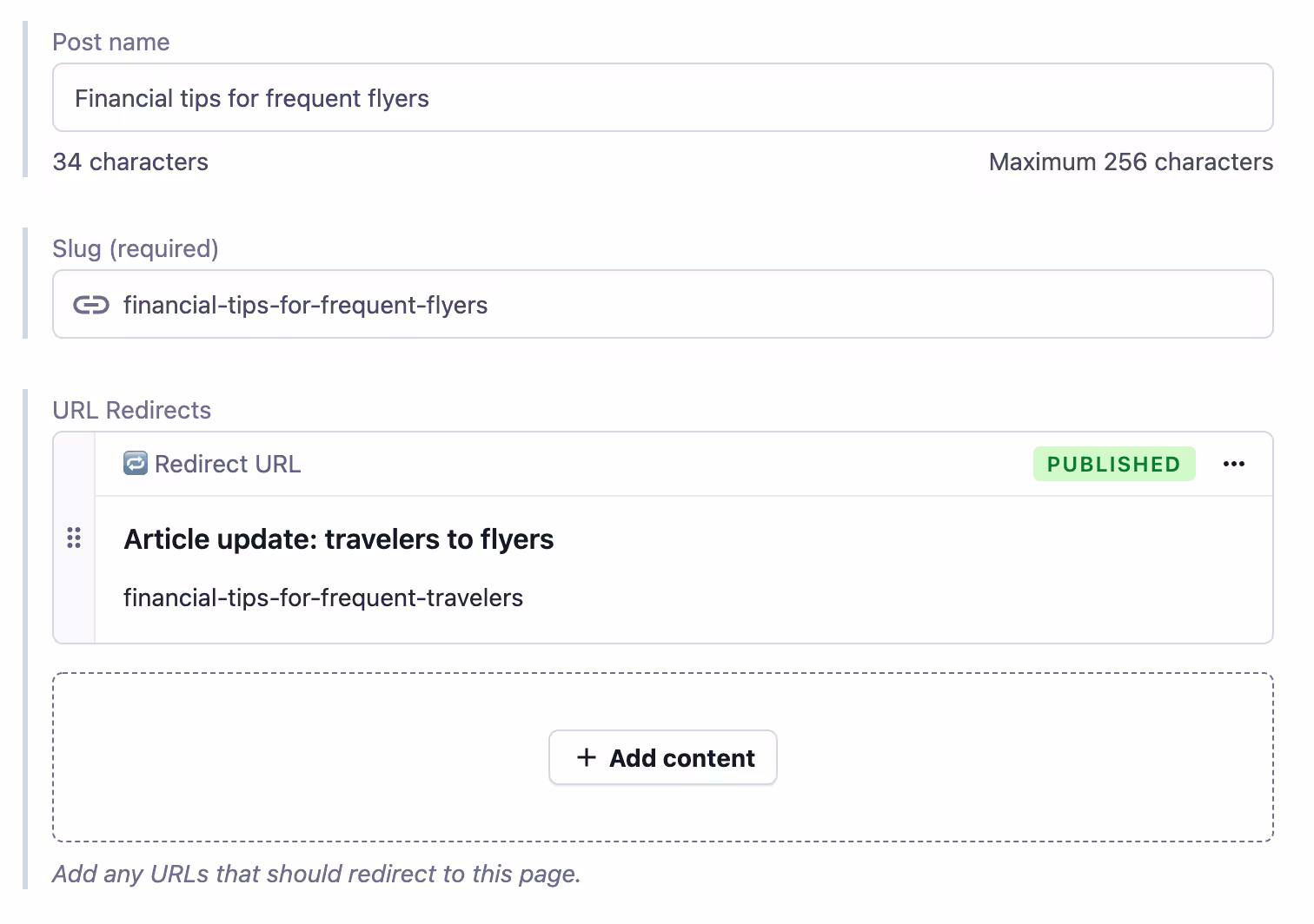 Redirect URL content type