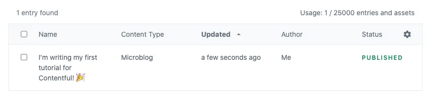 First tutorial for Contentful
