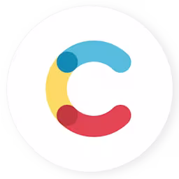 A red, yellow, and blue "C"