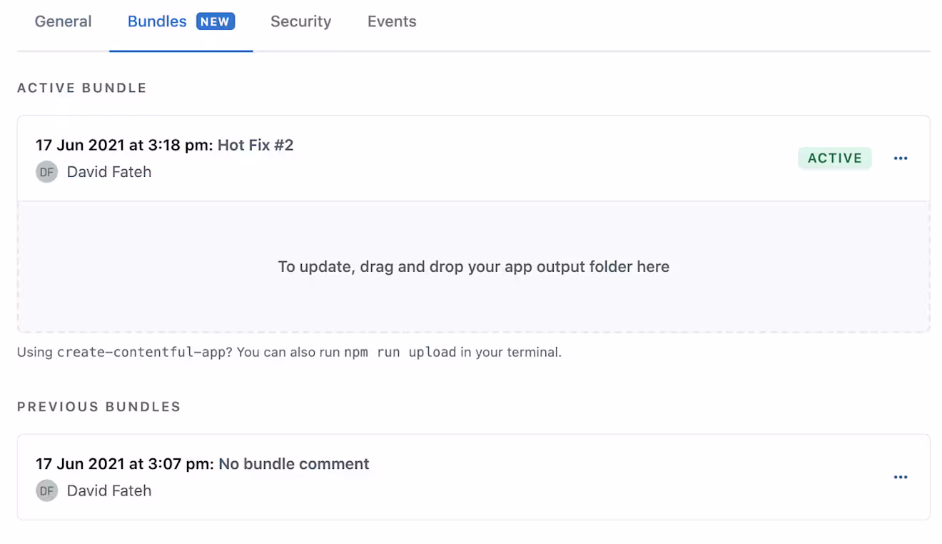 Screenshot of bundles