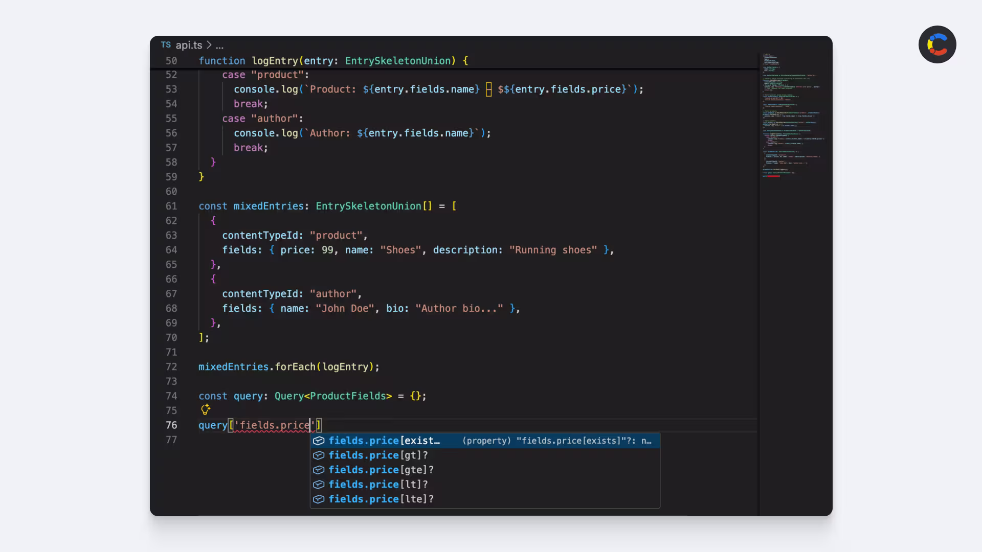 Code snippet type safing