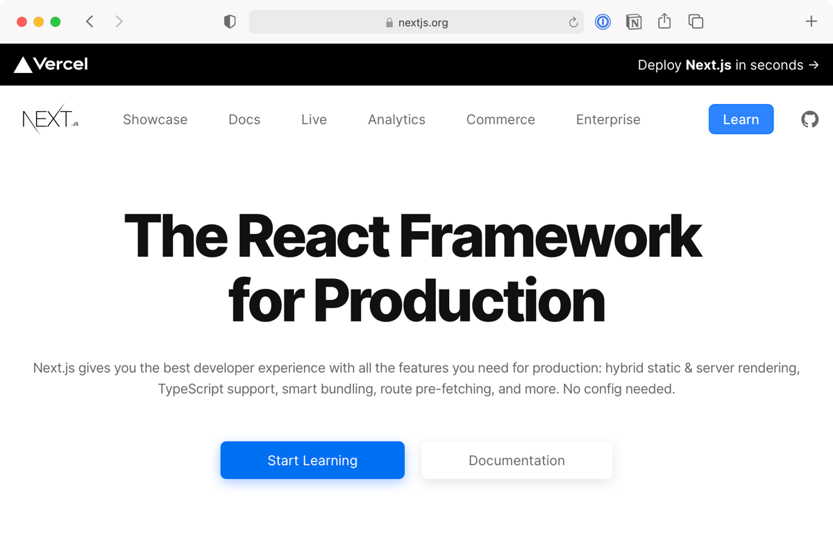 Next.js homepage screenshot