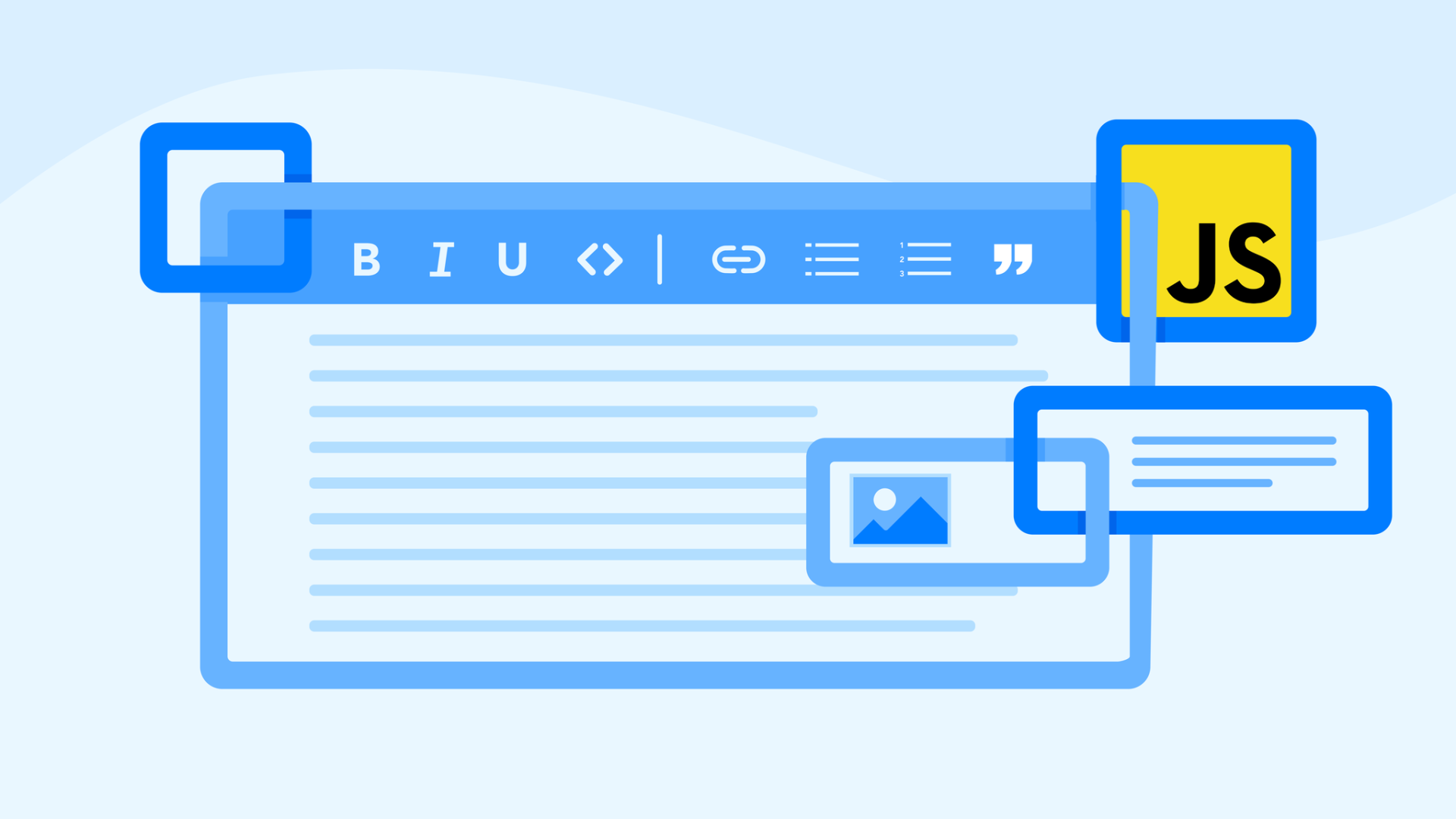 Illustrated image showing how rich text is rendered with JS