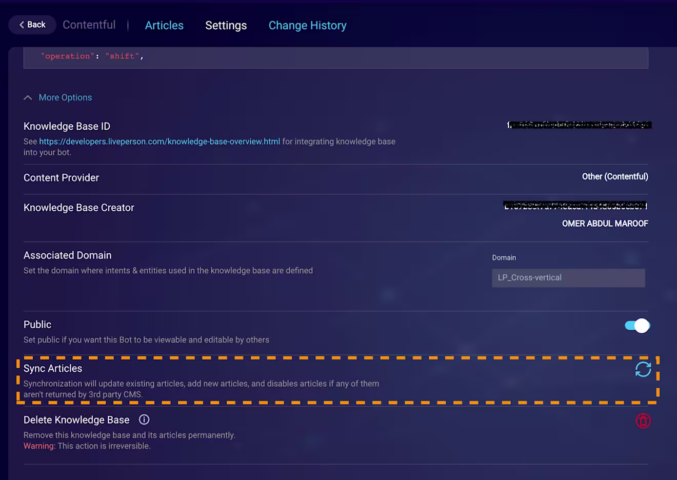 Sync Articles Button