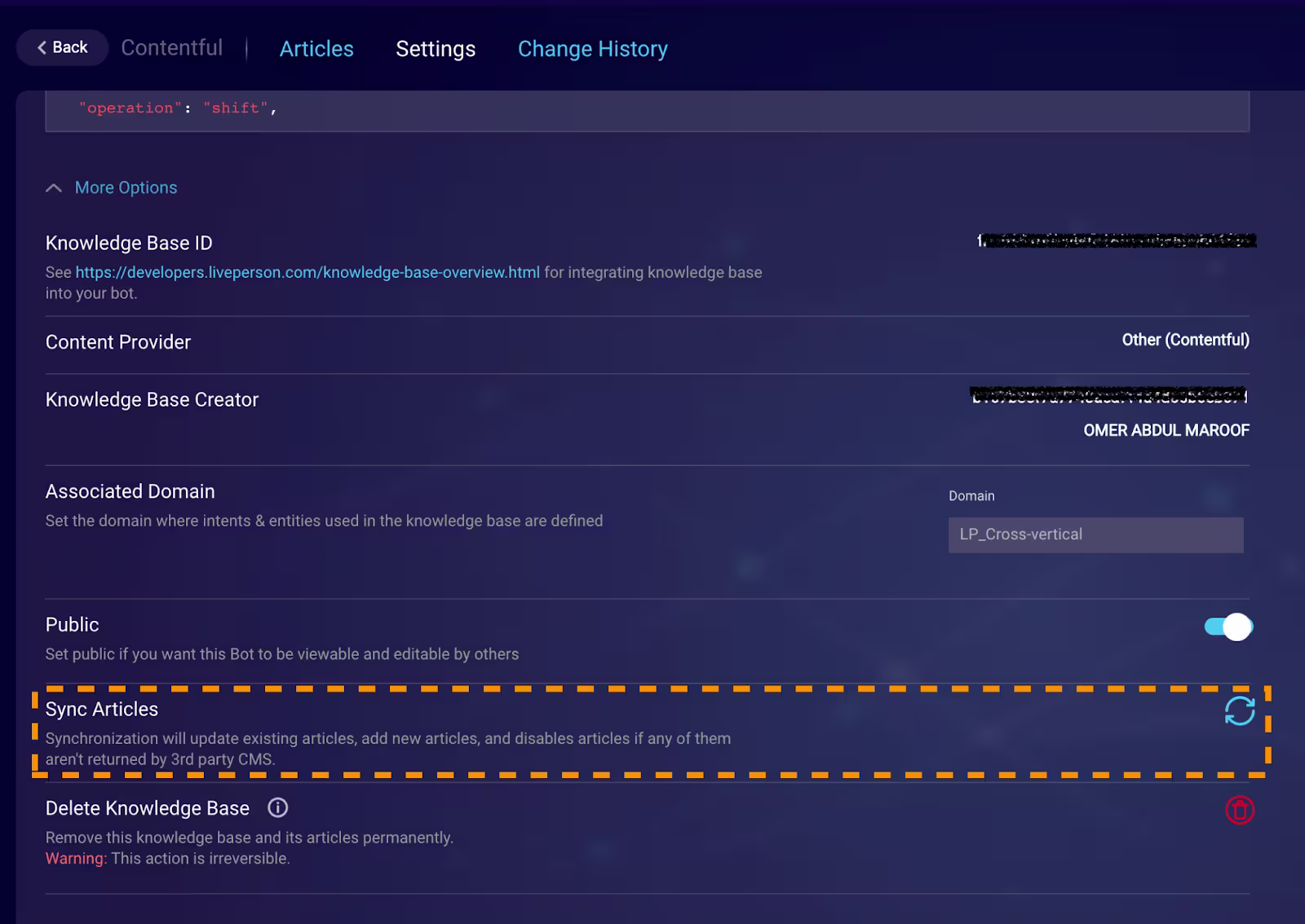 Sync Articles Button