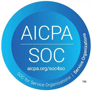 AICPA SOC logo featuring a circular blue gradient design with white text and website URL aicpa.org/soc4so