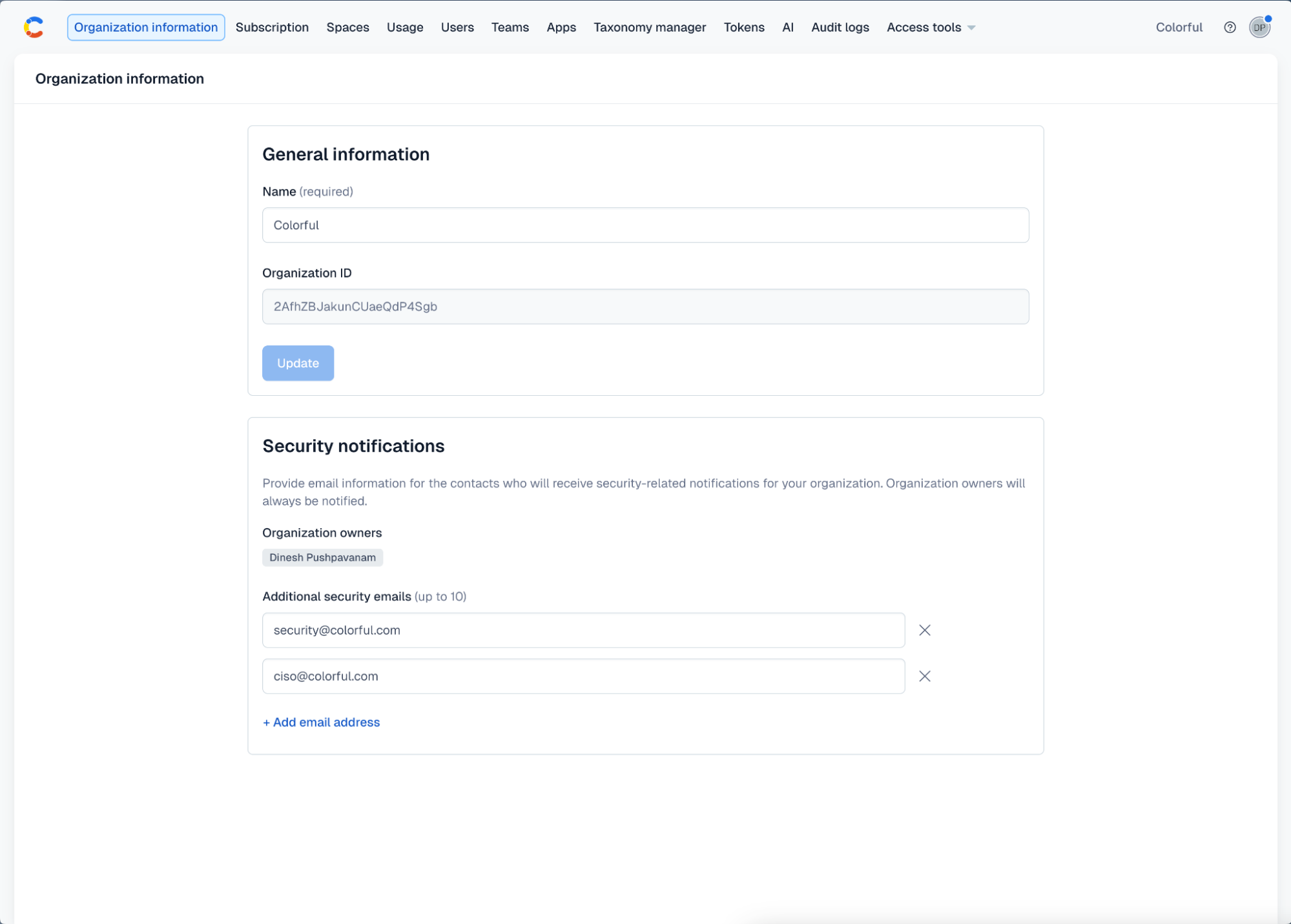 Designated security contacts