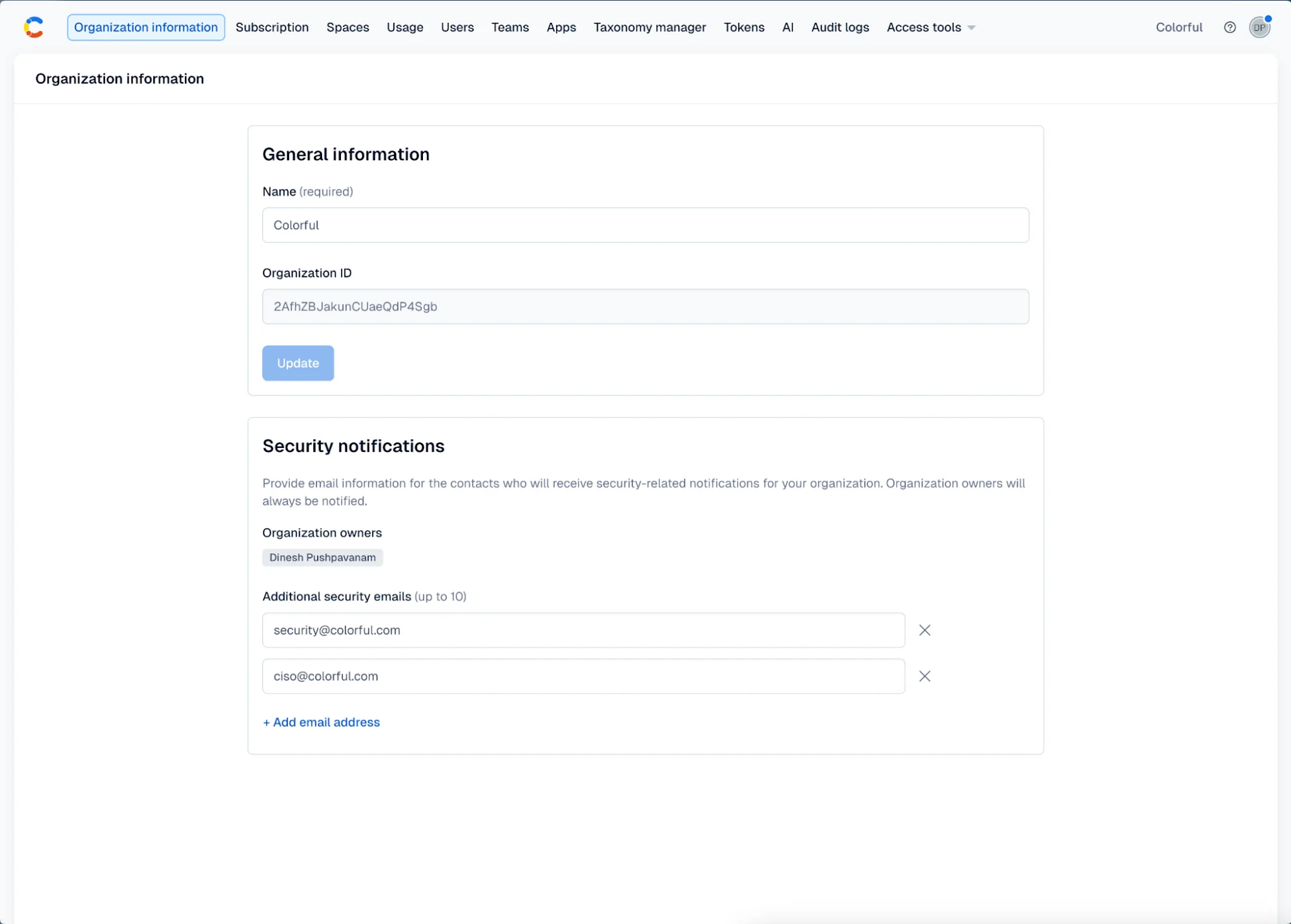 Designated security contacts