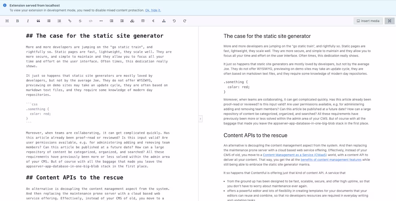 How to open Contentful markdown editor in fullscreen