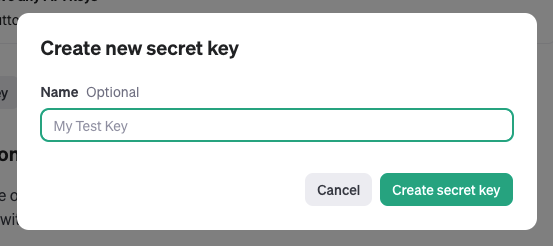 Create new secret key