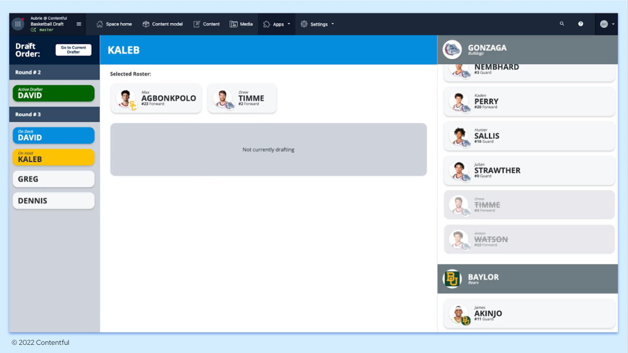 Custom interface for draft coverage