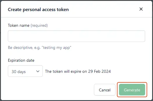 Create personal access token