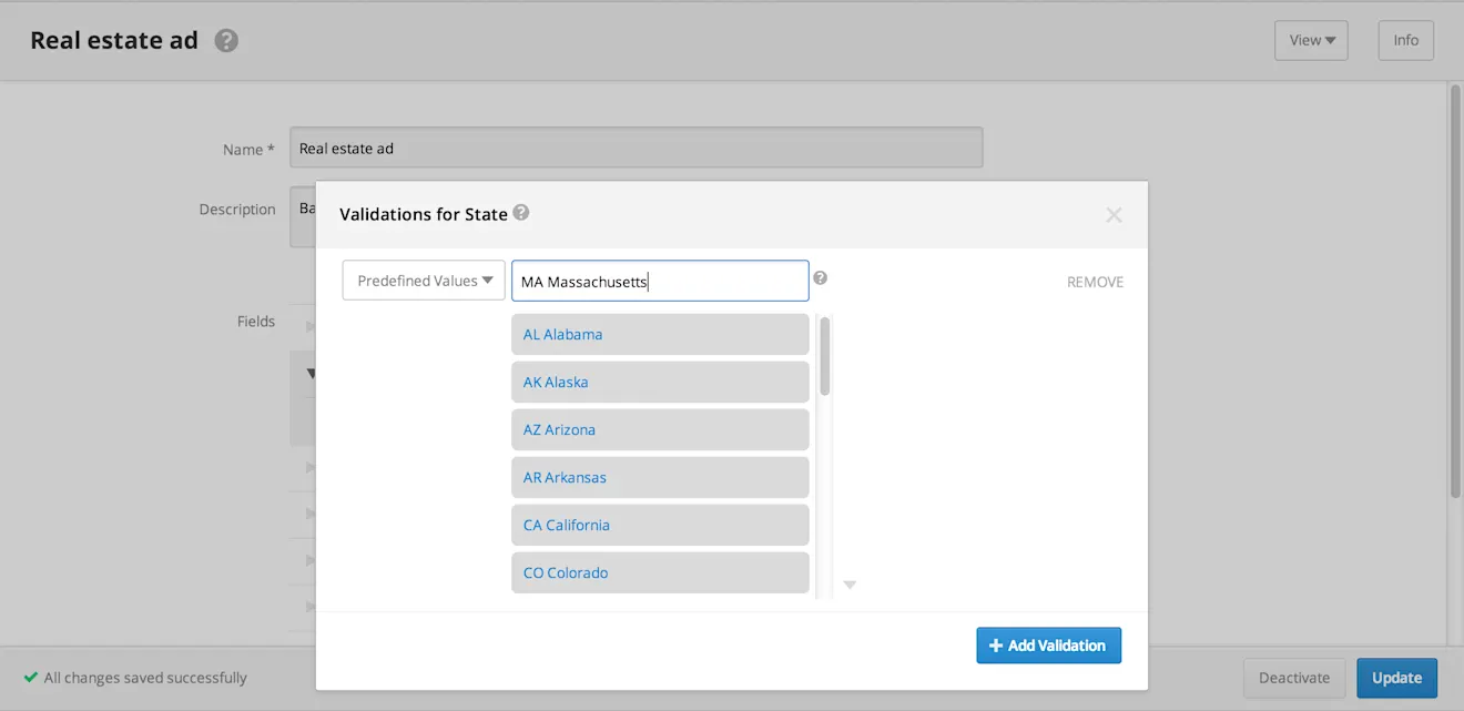 Content Type editor