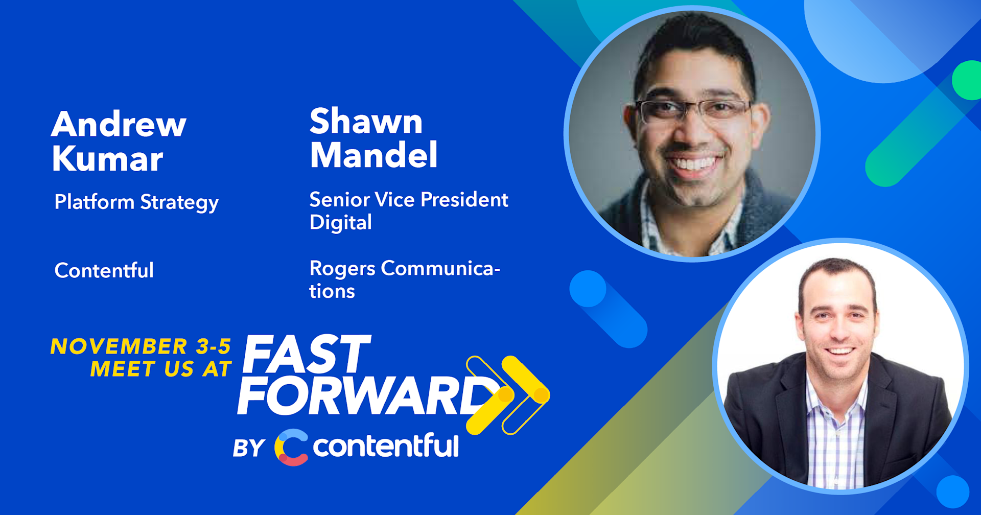 Andrew Kumar Shawn Mandel - Fast Forward Double speaker card