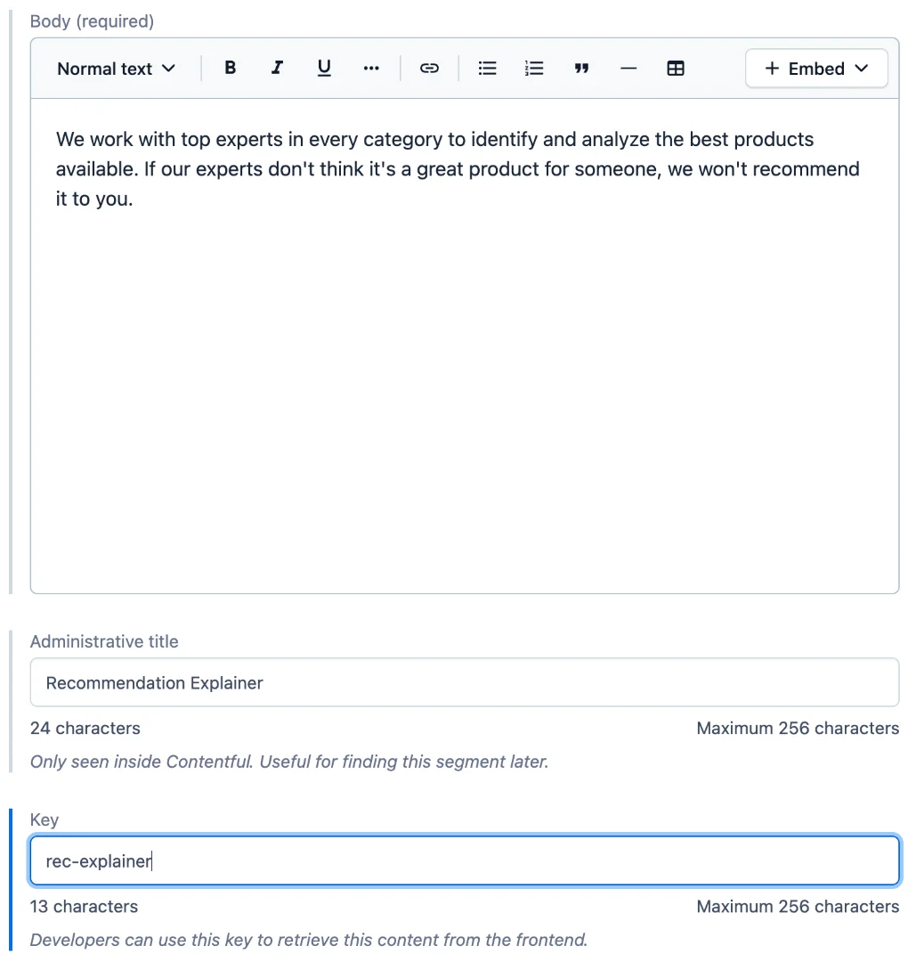 Modeling keyed Rich Text content II