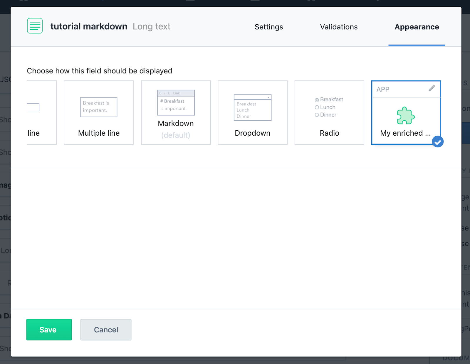 Enable your app for a field type