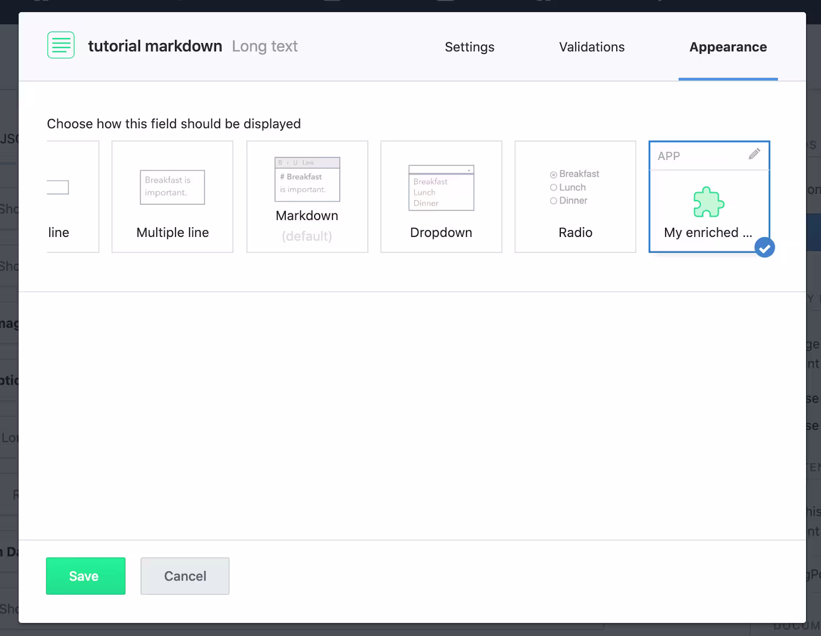 Enable your app for a field type