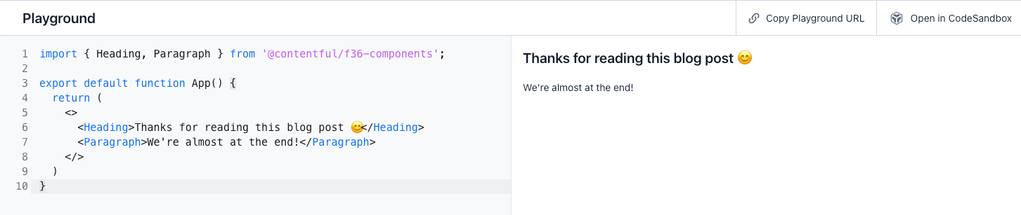 Screenshot of thank you message