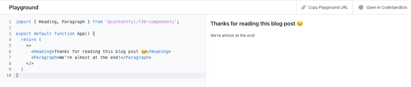 Screenshot of thank you message