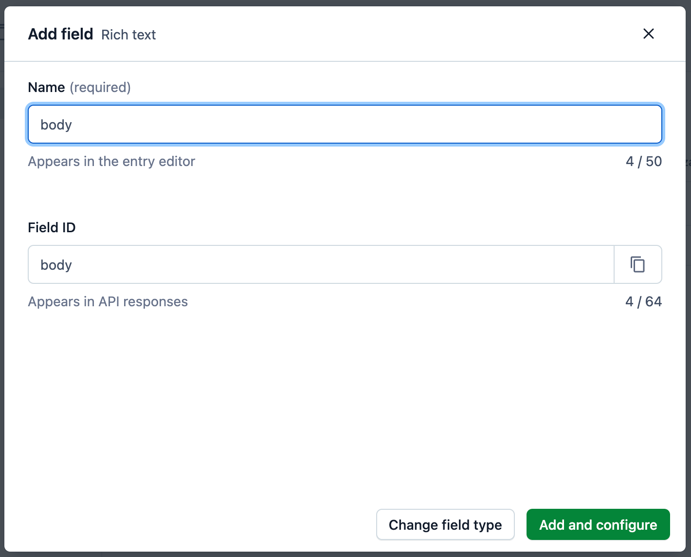 Add Rich Text field