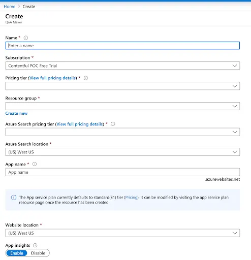 Create a QnA service