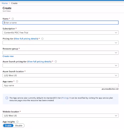Create a QnA service
