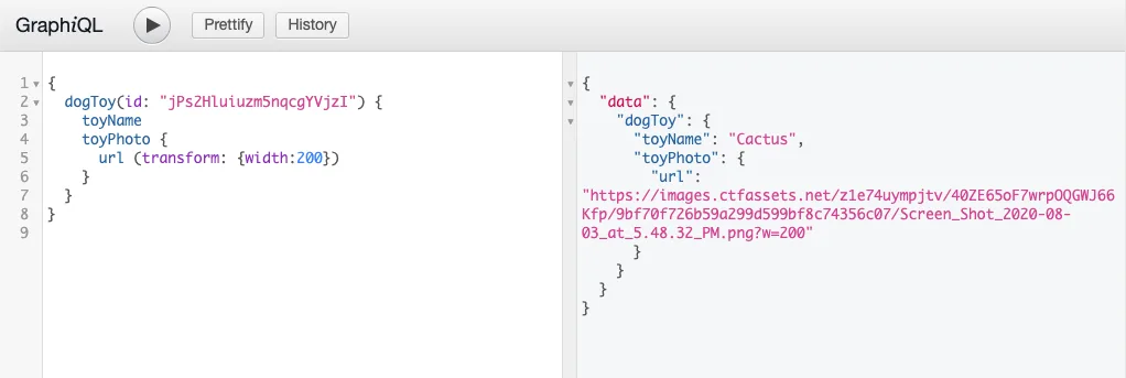 Screenshot of GraphiQL