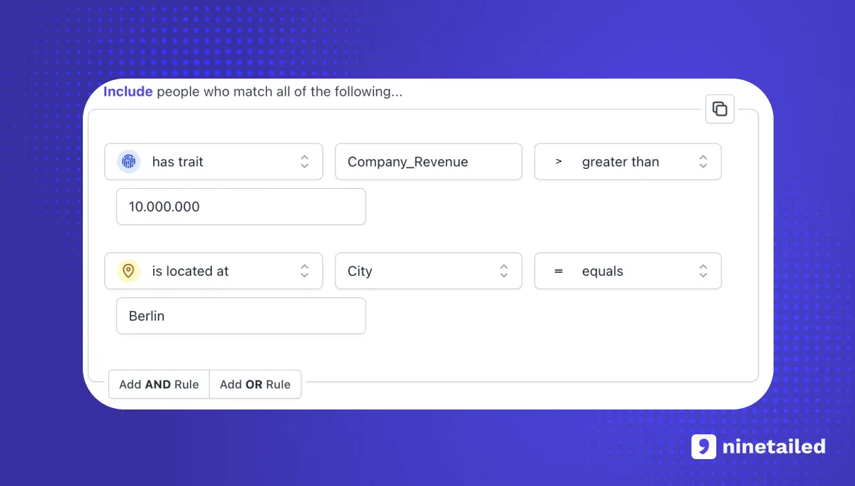 Firmographic Segmentation Example with Ninetailed Audience Builder